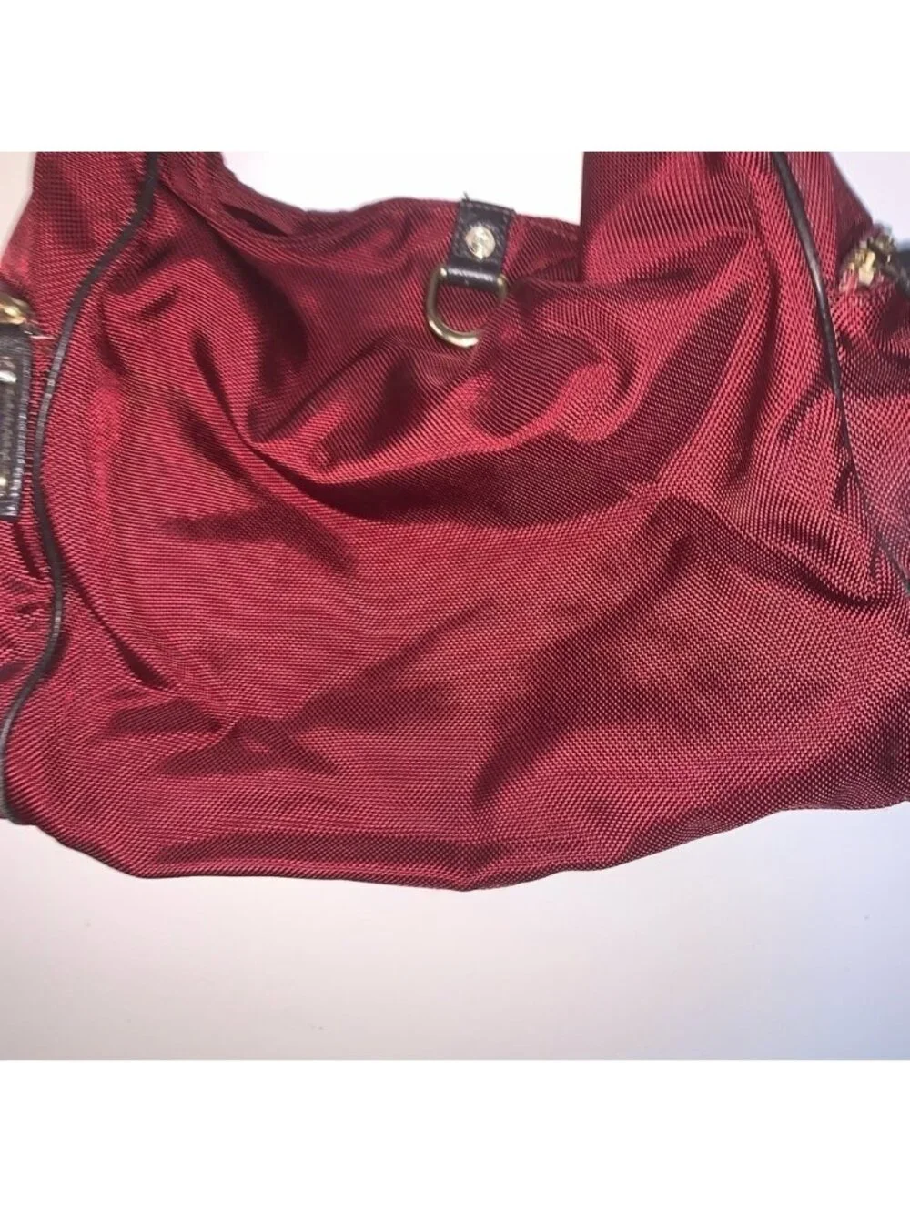 JPK Paris 75 Elegant Red Hobo Bag with Gold Details